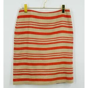 Talbots Linen Blend Pencil Skirt Orange‎ Tan Striped Size 6